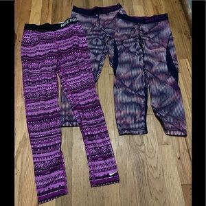 Nike Pro capris and pants.